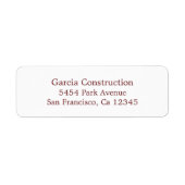 Étiquette Classic Simple Burgundy Adresse de retour (Devant)