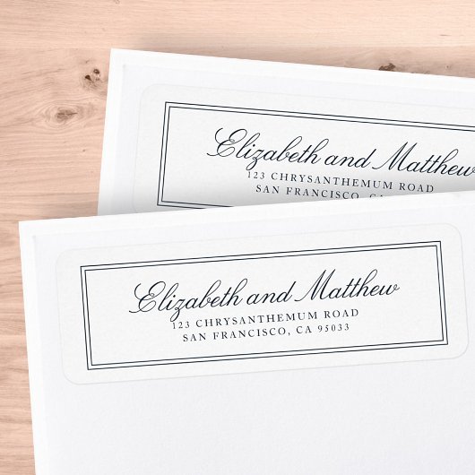 Étiquette Classic Simple Elegant Chic Mariage Adresse de ret