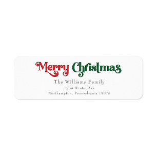 Étiquette Classic Simple Joyeux Noël Adresse de retour