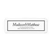Étiquette Classic Simple Typographie Mariage Adresse de reto (Devant)