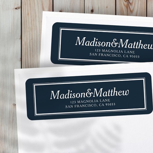 Étiquette Classic Simple Typographie Mariage Adresse de reto