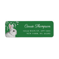 Classic White Rabbit & Florals Green Adresse