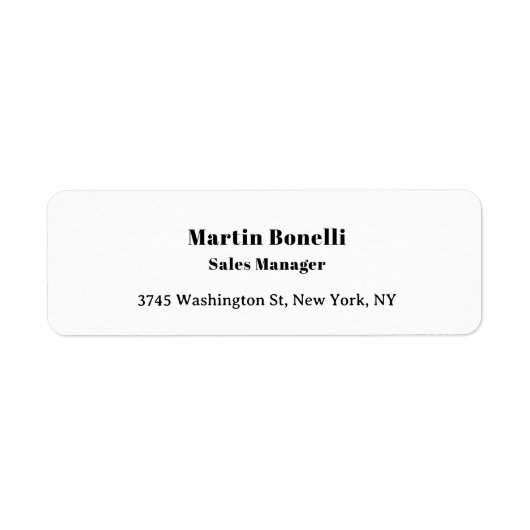 Étiquette Classical Professional Own Name Information Simple (Devant)