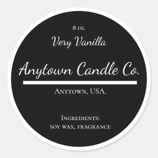 Étiquette classique à bougie noir et blanc (Devant)
