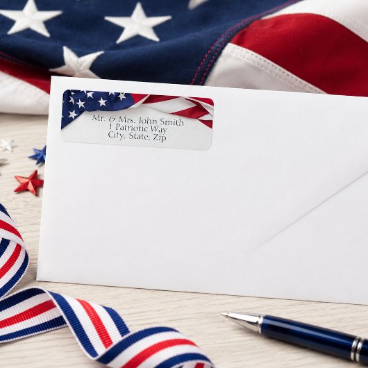 Étiquette Classique adresse de retour avec drapeau américain