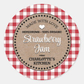 Étiquette classique de bocal rouge En vichy cannin (Devant)