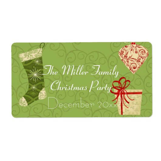 Étiquette classique de bouteille d'eau de Noël (Devant)