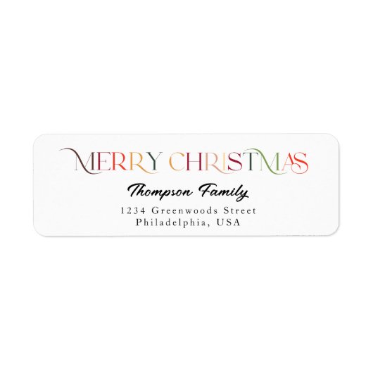 Étiquette Classique Elegant Colorful Noël (Devant)