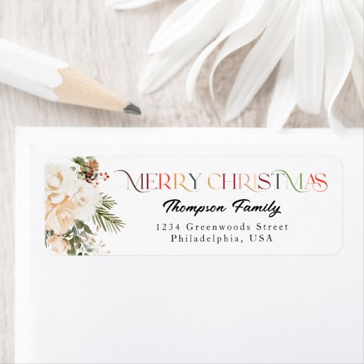 Étiquette Classique Elegant Colorful Noël (En situation)