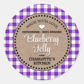 Étiquette classique En vichy bocal à canne violet (Devant)