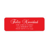Étiquette Classique Feliz Navidad Calligraphie Rouge (Devant)