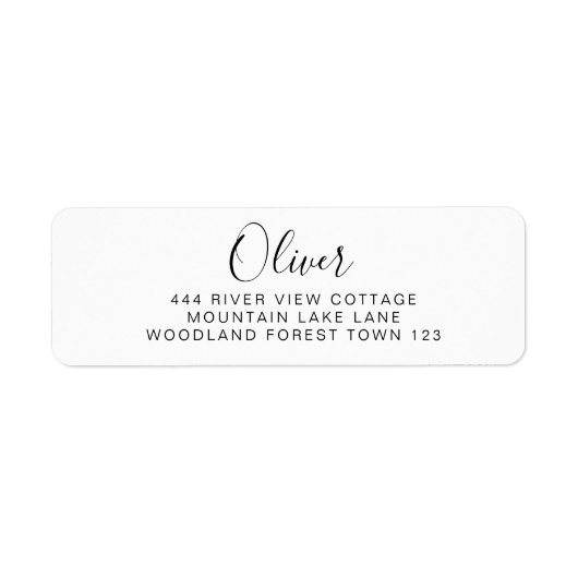 Étiquette Classique Signature Noir Blanc Élégant Simple (Devant)