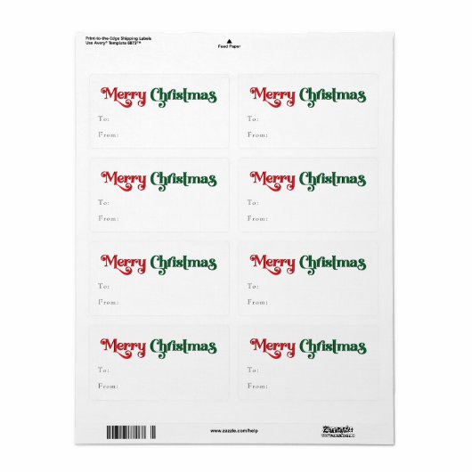 Étiquette Classique simple joyeux cadeau de Noël rectangulai (Feuille entière)