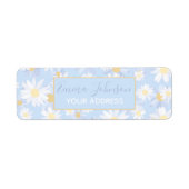 Étiquette Classy Blue White Daisy Flowers (Devant)