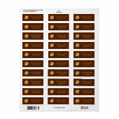 Étiquette Classy Brown Texture & Or Adresse de retour initia (Feuille entière)