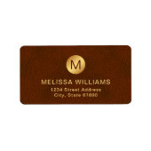 Étiquette Classy Chic Initial Brown Texture & Gold Adresse (Devant)