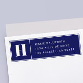 Étiquette Classy Elegant Modern Navy Blue Adresse de retour