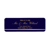 Étiquette Classy Mariage Gold Foil - Marine Adresse de retou (Devant)