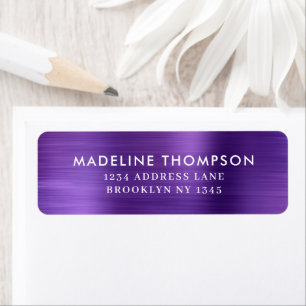 Étiquette Classy Minimaliste Métal Brossé Violet Violet Viol