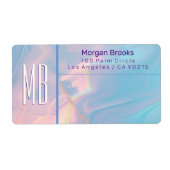 Étiquette Classy Pastel Marble Monogram Adresse (Devant)