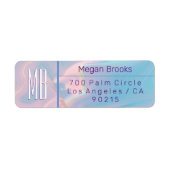 Étiquette Classy Pastel Marble Monogram Adresse (Devant)