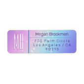 Étiquette Classy Purple & Blue Bokeh Star Monogram Adresse (Devant)