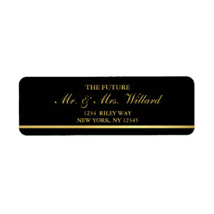 Étiquette Classy Wedding Gold Foil - Black Return Address