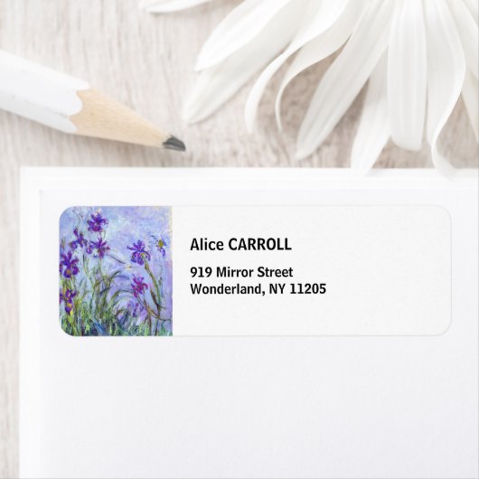 Étiquette Claude Monet - Lilac Irises / Iris Mauves (En situation)