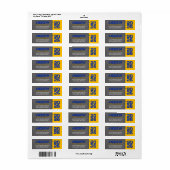 Étiquette Clavier bleu et or Adresse de retour (Feuille entière)