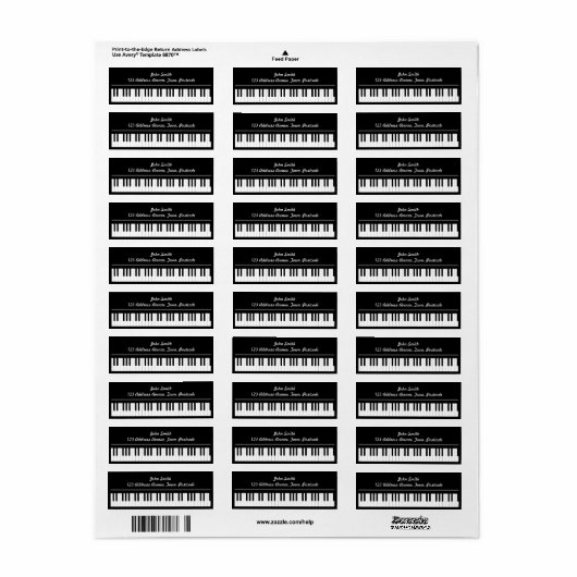 Étiquette Clavier pour piano (Feuille entière)