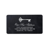 Étiquette Clé de squelette | Rustic Chalkboard Nouvelle adre (Devant)