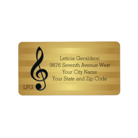 Étiquette Clé en argent noir monogramme sur bandes d'or (Devant)