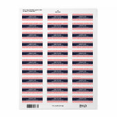 Étiquette Clé grecque marine et corail (Feuille entière)