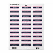 Étiquette Clé grecque rose et marine (Feuille entière)