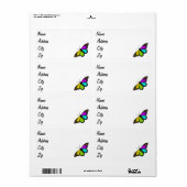 Étiquette Clipart coloré de papillon (Feuille entière)