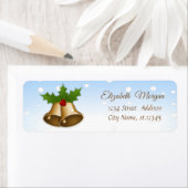 Étiquette Cloches de Noël Holly Branches, Glitterie (En situation)