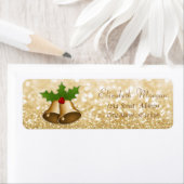 Étiquette Cloches de Noël Holly Branches, Glitterie (En situation)