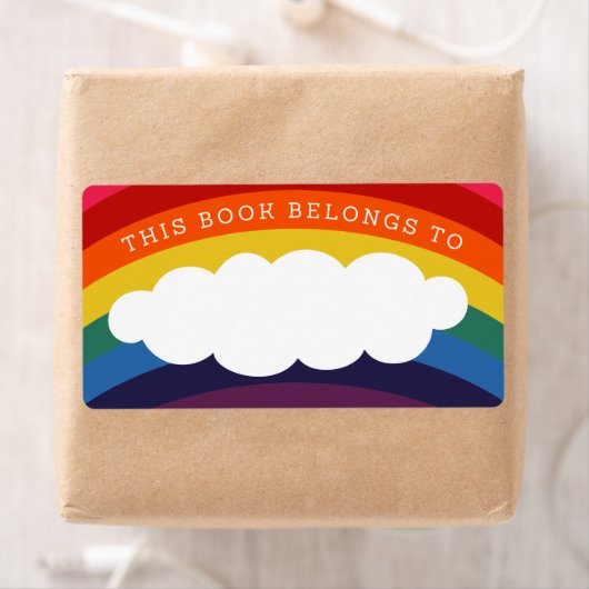 Étiquette Cloud arc-en-ciel rétro (En situation)