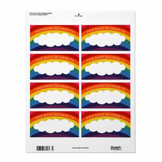 Étiquette Cloud arc-en-ciel rétro (Feuille entière)