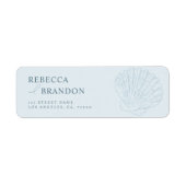 Étiquette Coastal Blue Hand Drawn Seashell Wedding Address (Devant)