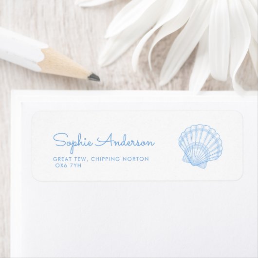 Étiquette Coastal Bridal Shower Address (En situation)