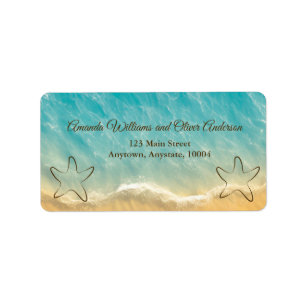 Étiquette Coastal Chic Golden Sand Turquoise Mariage d'eau