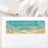 Étiquette Coastal Chic Golden Sand Turquoise Mariage d'eau (En situation)