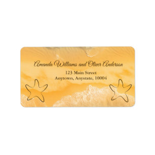 Étiquette Coastal Chic Golden Sand Turquoise Water Mariage L