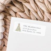 Étiquette Coastal Oyster Christmas Tree Return Address
