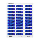 Étiquette Cobalt Blue Gilded Botanical Orchid Return Address (Feuille entière)