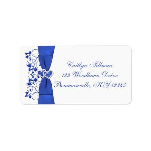 Étiquette Cobalt Blue White Hearts Adresse de retour Label (Devant)