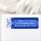 Étiquette Cobalt Blue White Hearts Adresse de retour Label (En situation)