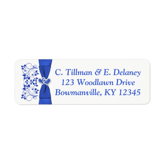 Étiquette Cobalt Blue White Hearts Adresse de retour Label 2 (Devant)