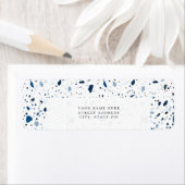 Étiquette Cobalt Pierre bleu Terrazzo Motif (En situation)